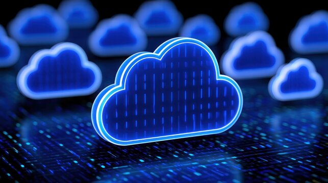 Digital cloud computing data storage technology concept