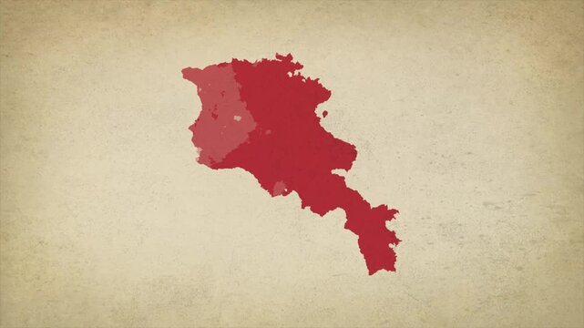 Animated Appearing ARMENIA Map Isolated on Vintage Background