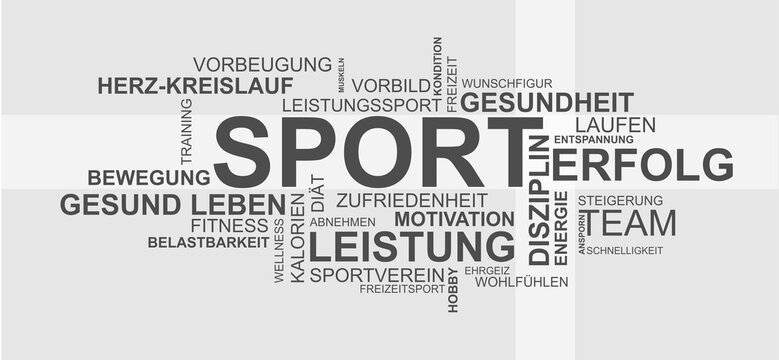 Wortwolke f&uuml;r Sport, Gesundheit und Erfolg