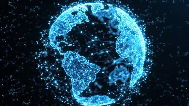 Digital earth connection global network connections data visualization technology futuristic world abstract technology concept.