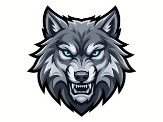 Fototapeta premium Gray wolf mascot head illustration with sharp features