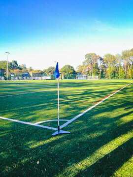 Corner flag on an artificial 3G football pitch