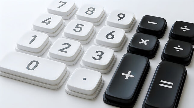 Black calculator buttons on calculator pad