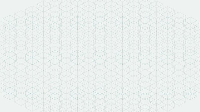 Isometric Wireframe Cube Field Seamless Loop, Digital Grid Scrolling on White Background Technology Concept