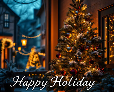 Joyeuses f&ecirc;tes, No&euml;l, sapin de No&euml;l, d&eacute;corations de No&euml;l, boules de No&euml;l, guirlande lumineuse, lumi&egrave;res de No&euml;l, ambiance festive, int&eacute;rieur chaleureux, d&eacute;coration hivernale, arbre illumin&eacute;, ornements