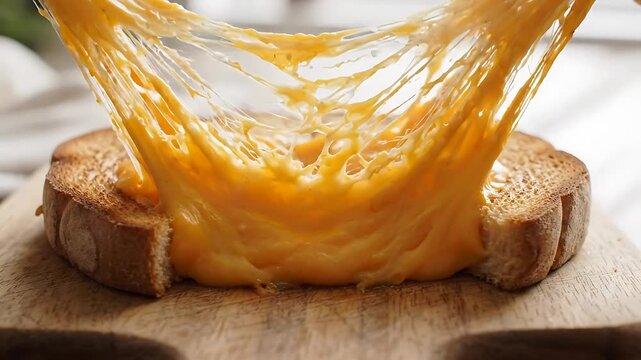 Grilled Cheese Sandwich Stretching with Gooey Melted Cheese. a Delicious Comfort Food Animation Showing the Cheese Pull.