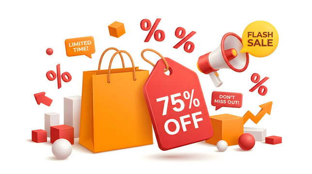 Shopping sale with seventy five percent off bag