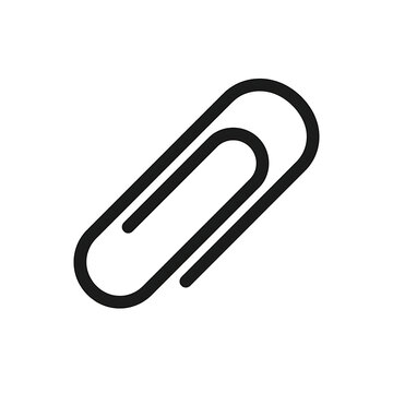 Black paperclip icon with clean white background for branding and design projects