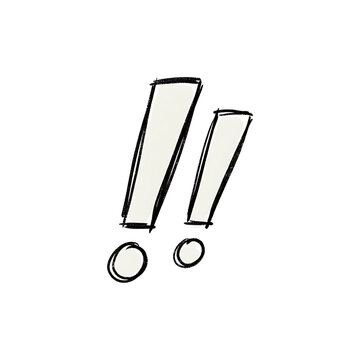 Hand drawn exclamation marks isolated on white background