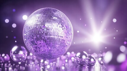 Obraz premium Celebrate in style with glittering disco balls and vibrant lights illuminating the club atmosphere during an unforgettable night