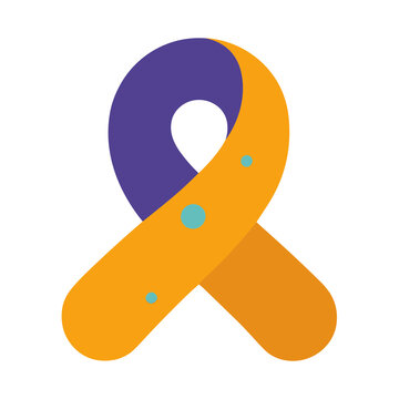 Purple and orange ribbon with blue dots