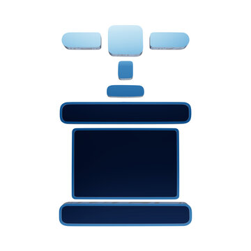 Blue metallic detonator plunger icon, representing explosive triggers, demolition, industrial safety, and high-risk mechanical activation mechanisms in action isolated on a transparent background