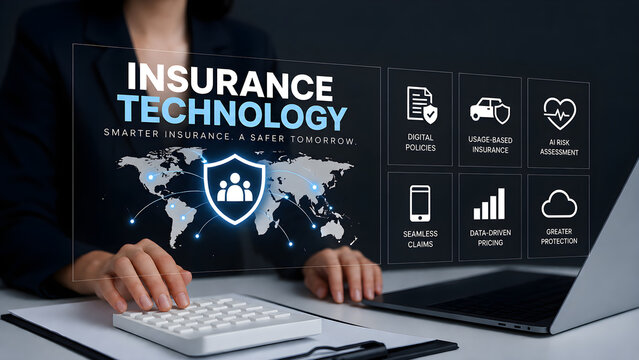 Insurance Technology Concept with Digital Insurance Analytics and Risk Management Interface