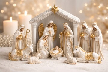 Fototapeta premium Elegant nativity scene display.