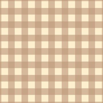 Seamless brown and cream gingham plaid pattern