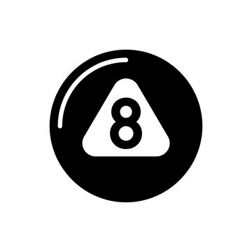 Magic eight ball billiard pool icon for game apps and fortune telling themes.