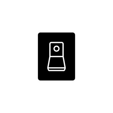Electrical wall switch button icon featuring minimalist black design for home automation and power control.