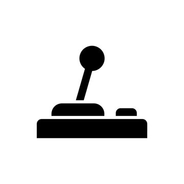 Black joystick controller icon on transparent background for gaming and technology concept.