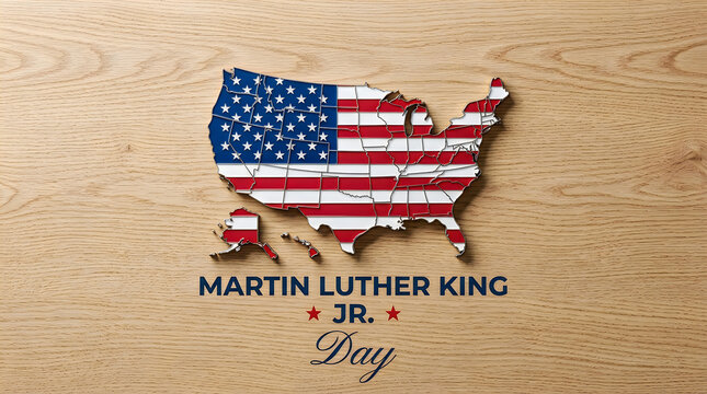United states map with american flag pattern for martin luther king jr day celebration concept