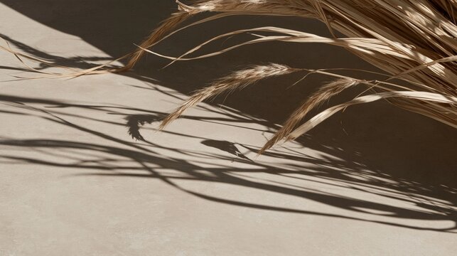 Dried grass creating shadows on a minimalist background
