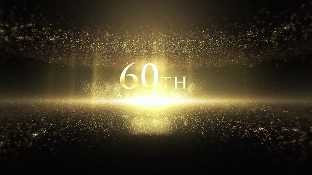 A beautiful 60th anniversary greeting with gold particles and confetti