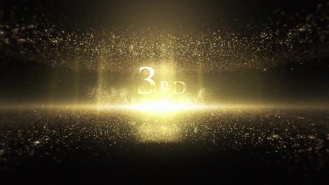 Beautiful 3rd anniversary greeting with gold particles and confetti
