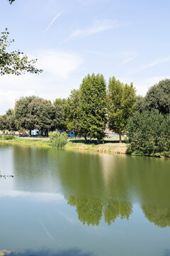 lake in the park in Florence italy