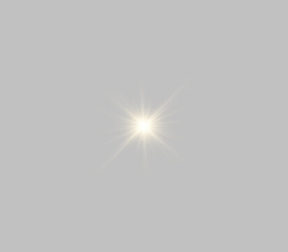 A concentrated golden light burst radiates from the center in sharp rays. The light features distinct, long, slender beams with a soft glow gradient. This isolated glowing flare works well.