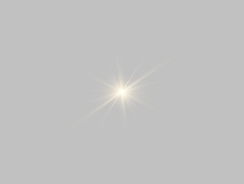A radiant golden light burst is centered on a black background. Its sharp and soft rays extend symmetrically with a warm yellow glow. This glowing flare effect is ideal for enhancing themes.