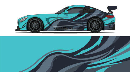 Fototapeta premium Turquoise Camo Sport Car Vector Illustration Design