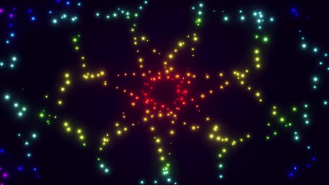 looped 3d animation. rotation of the particles forming the five-pointed star
