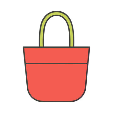 Red tote bag with green handles