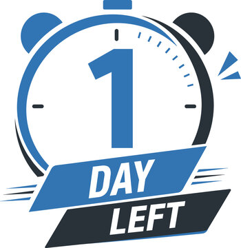 1 Days left countdown timer. Blue countdown days to go poster.