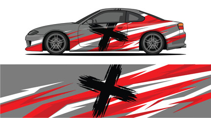 Fototapeta premium Red White Speed Car Wrap Design Racing Livery