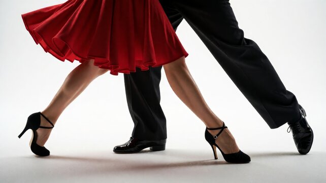Tango Dance Motion of Couple Legs and Shoes in Studio