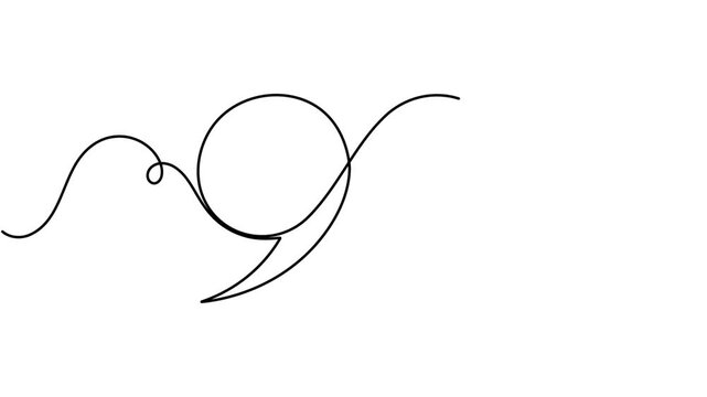 Modern quote mark icon sign continuous one line drawing on white background minimalist single art digital depicting and citation symbol animation video