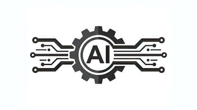 AI processor gear icon with integrated circuit board traces.