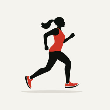 Woman Running for Fitness Flat Vector Illustration