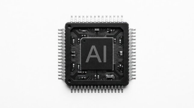 Central processing unit with AI label on white background.