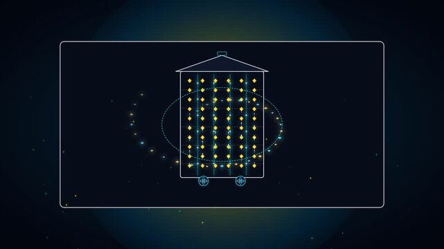 Futuristic digital interface showing abstract data grid and glowing nodes