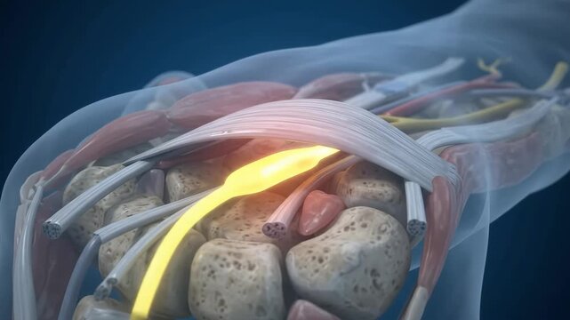 Carpal Tunnel Syndrome Wrist Anatomy Showing Median Nerve Compression for Medical Education