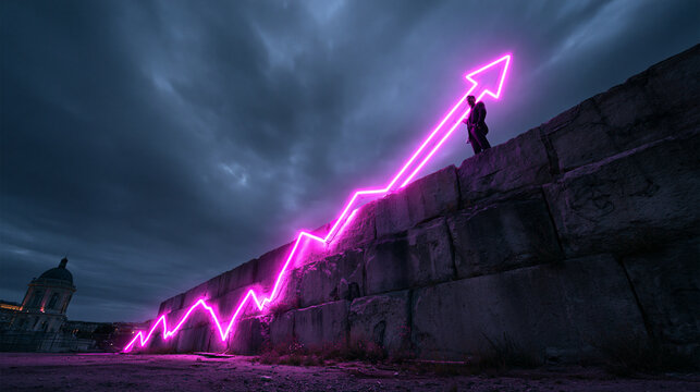 Glowing Upward Arrow Indicating Financial Growth and Success