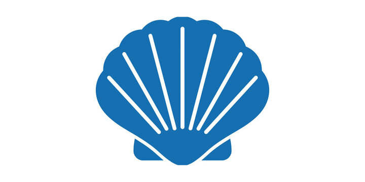 Blue sea shell icon flat vector design for marine lifestyle or ocean themed graphical projects.