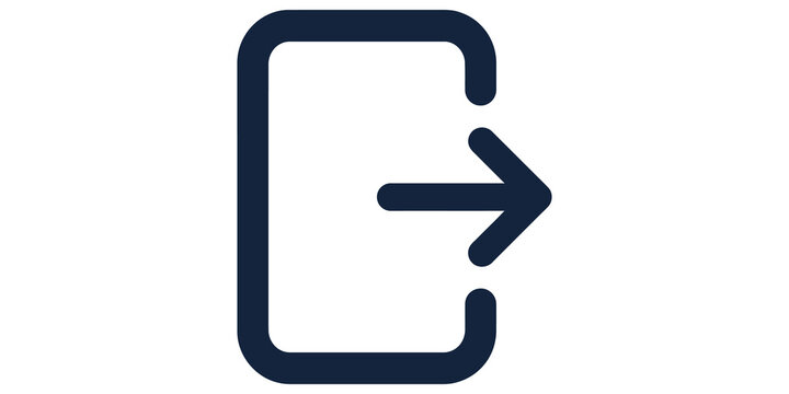 Logout icon with bold dark blue outline for interface navigation and system access controls.