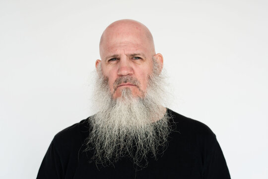 Bald man with long beard