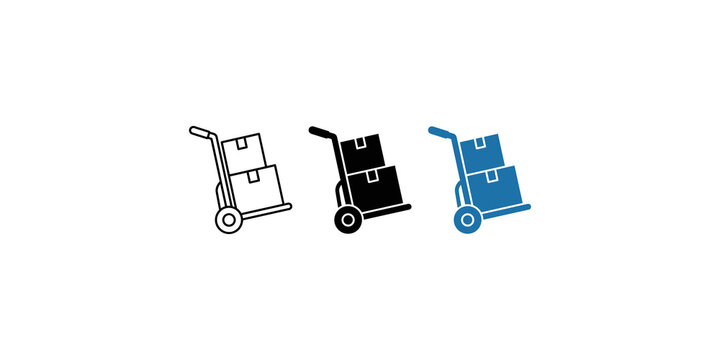 Hand truck trolley with stacked boxes for shipping and delivery logistics.
