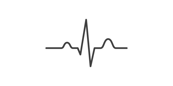 Black heart rate pulse line monitor symbol for cardiology and medical diagnostic design.