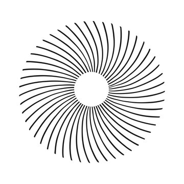 Radial lines emanating from a central point a black and white pattern