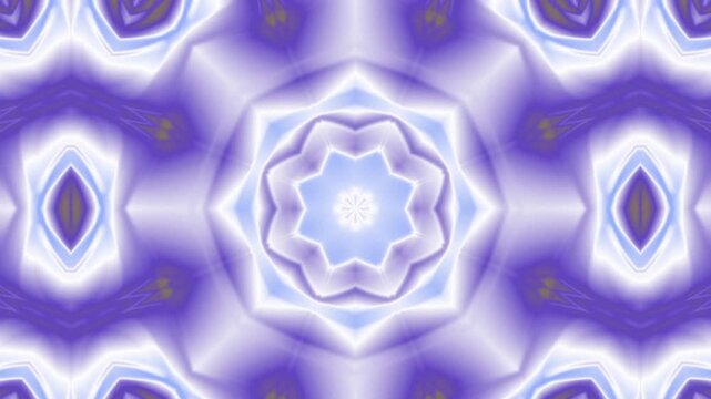 Abstract digital art background with a symmetrical purple and white kaleidoscope pattern.