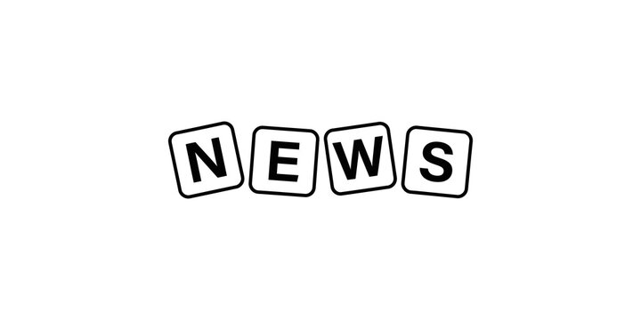 News written in modular square tiles isolated on transparent background for media and communication concept.